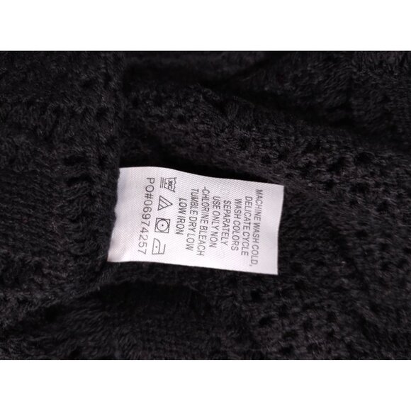 Roaman's Womens 18 to 20 Black Open-Knit Cardigan Sweater - Picture 6 of 7